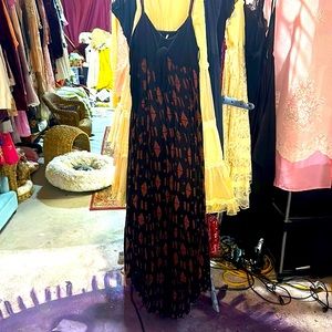 New Free people boho maxi dress open back hi low
